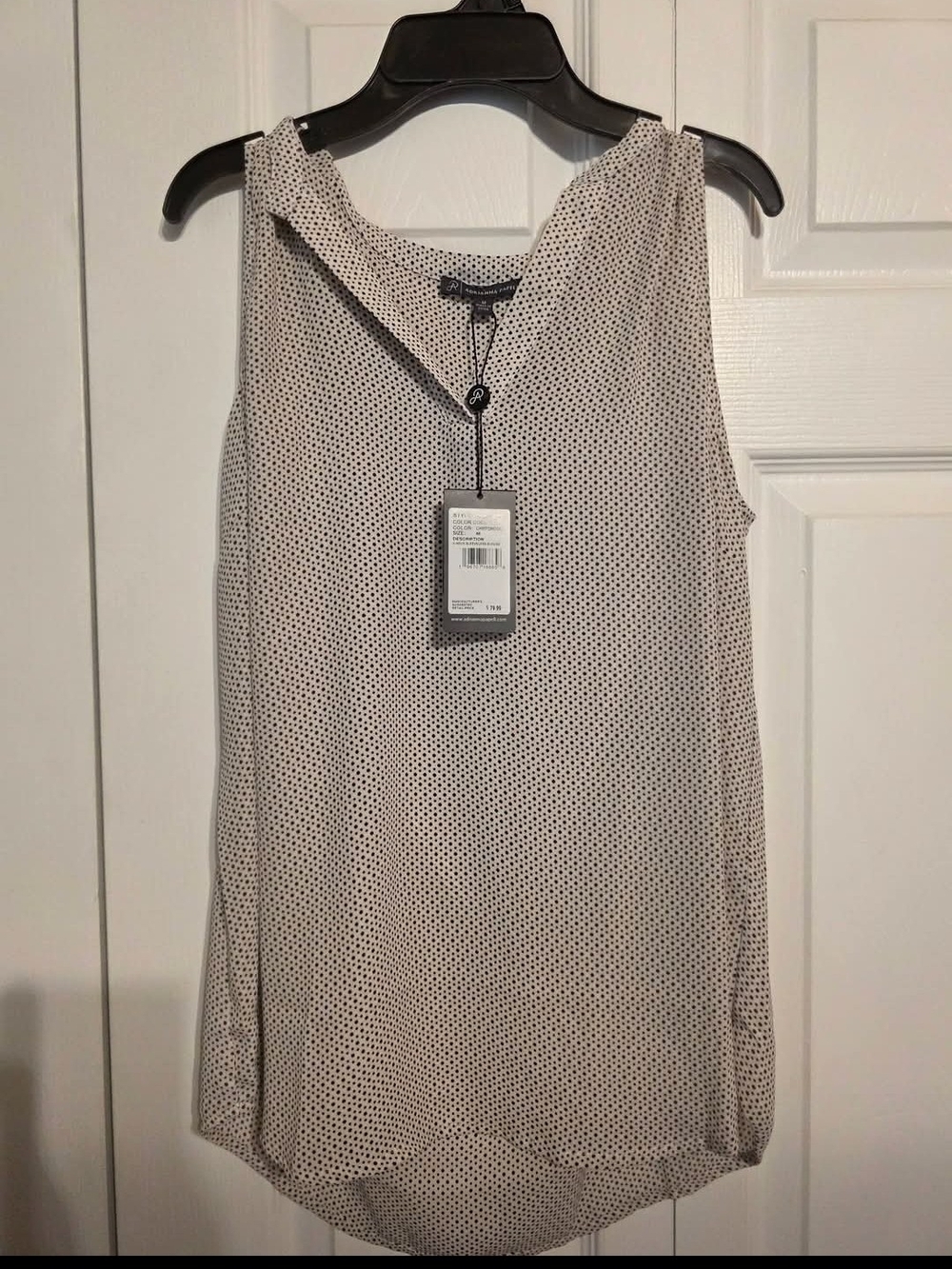 Adrianna Papell Cream and Black Micro Dot Sleeveless Camisole